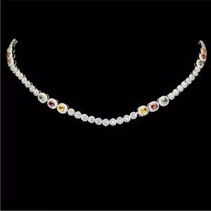 NWOT Sterling silver multi sapphire tennis necklace 17”